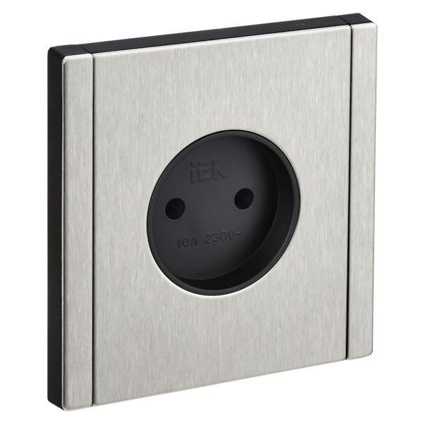Розетка без заземления ИЭК FORTE&PIANO FP718M 10А металл никель