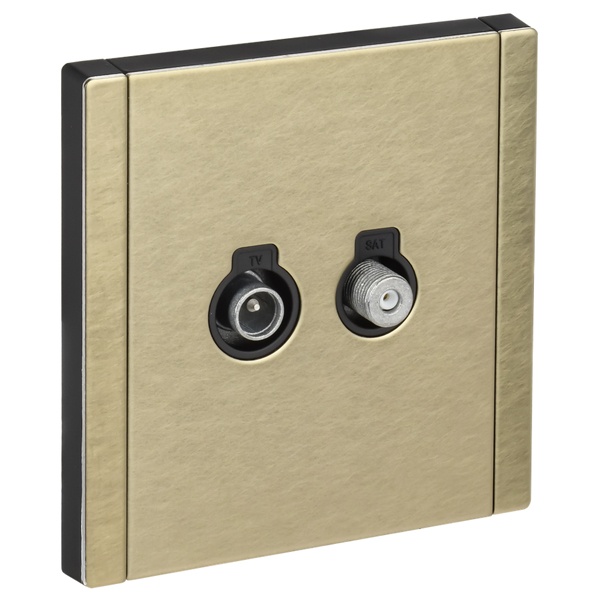 Розетка двойная TV+SAT ИЭК FORTE&PIANO FP638M металл шампань