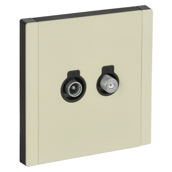 Розетка двойная TV+SAT ИЭК FORTE&PIANO FP838M металл слоновая кость (бежевый)