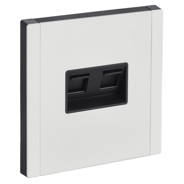 Розетка компьютерная 2-ая RJ45 кат.5E ИЭК FORTE&PIANO FP233M металл белый