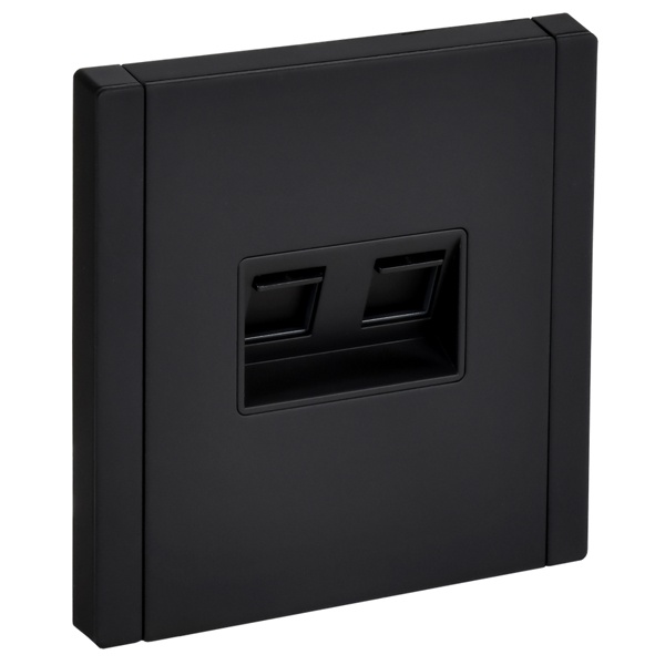 Розетка компьютерная 2-ая RJ45 кат.5E ИЭК FORTE&PIANO FP133M металл черный