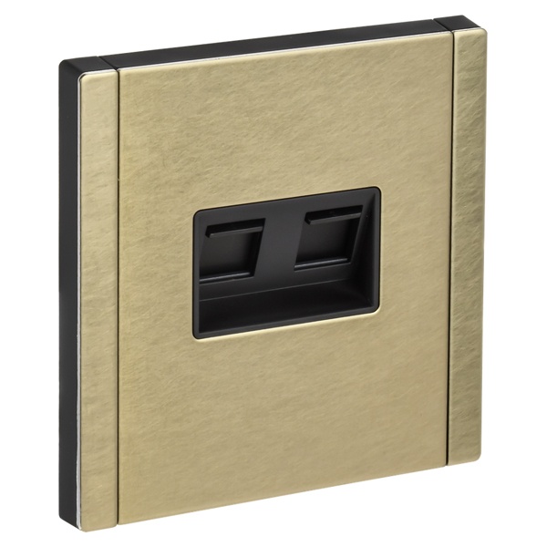 Розетка компьютерная 2-ая RJ45 кат.6 ИЭК FORTE&PIANO FP634M металл шампань