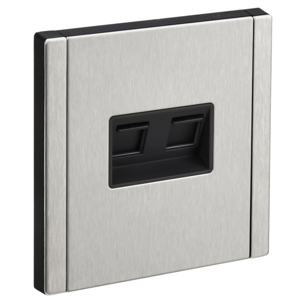 Розетка компьютерная 2-ая RJ45 кат.6 ИЭК FORTE&PIANO FP734M металл никель