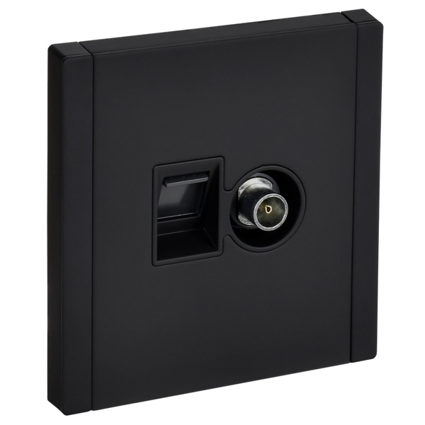 Розетка двойная TV+RJ45 кат.5E ИЭК FORTE&PIANO FP136M металл черный