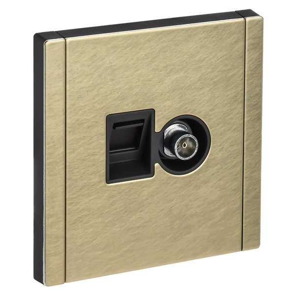 Розетка двойная TV+RJ45 кат.5E ИЭК FORTE&PIANO FP636M металл шампань