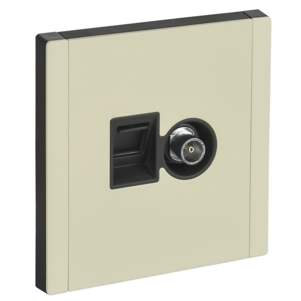 Розетка двойная TV+RJ45 кат.5E ИЭК FORTE&PIANO FP836M металл слоновая кость (бежевый)