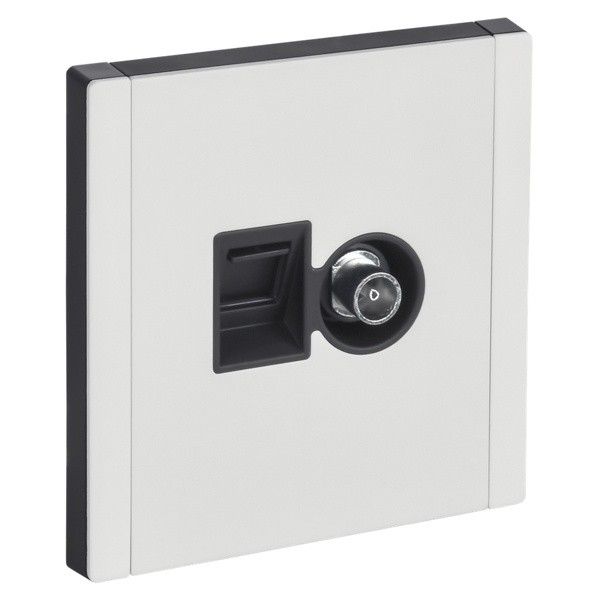 Розетка двойная TV+RJ45 кат.6 ИЭК FORTE&PIANO FP237M металл белый