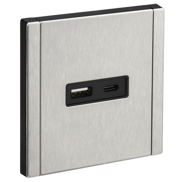 Розетка для зарядки ИЭК FORTE&PIANO FP751M USB A+C 18Вт металл никель