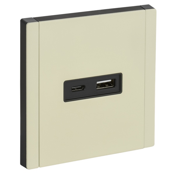 Розетка для зарядки ИЭК FORTE&PIANO FP850M USB A+C 3,1А металл слоновая кость (бежевый)