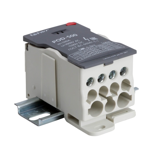 Блок распределительный DKC 1П 500А плоский 24x8 мм, 2x35 мм2, 5x16 мм2, 4х10 мм2  винтовой зажим