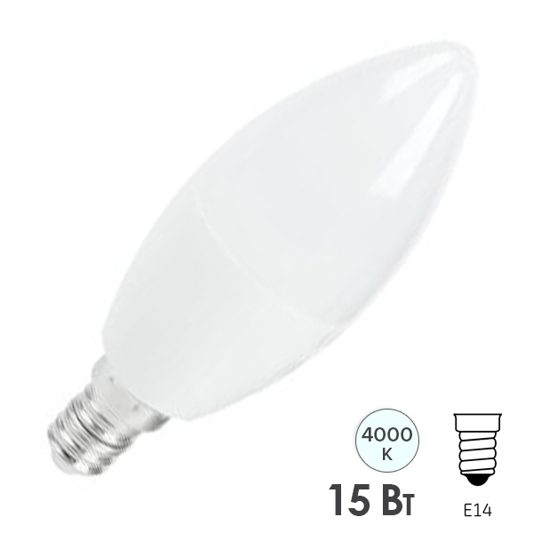 Лампа светодиодная свеча Feron LB-980 С37 15W 4000K 230V E14 холодный свет
