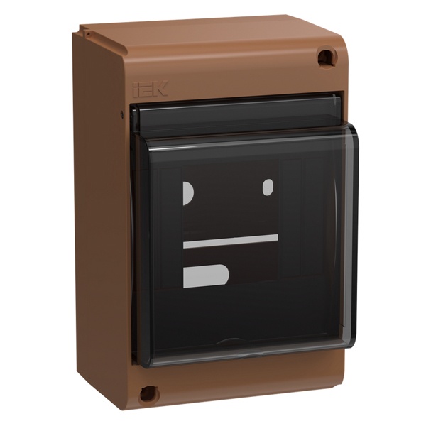 Корпус накладной пластиковый ИЭК UNION КМПн-4 4 модуля с прозрачной дверкой IP30 дуб