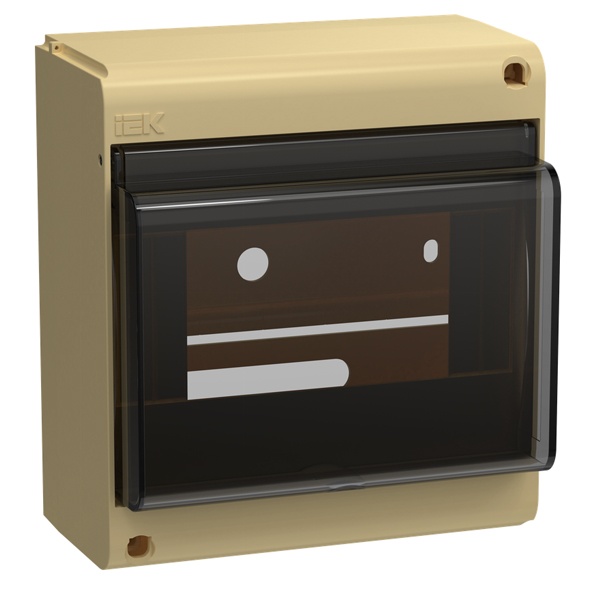 Корпус накладной пластиковый ИЭК UNION КМПн-6 6 модулей с прозрачной дверкой IP30 сосна