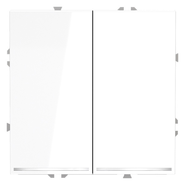 Выключатель двухклавишный встраиваемый Voltum S70 с подсветкой 10А белый глянцевый