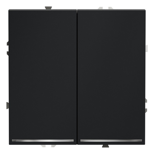 Выключатель двухклавишный встраиваемый Voltum S70 с подсветкой 10А графит