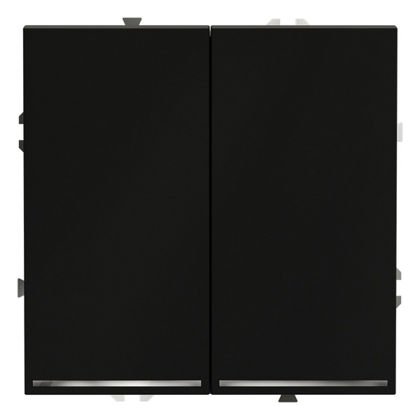 Выключатель двухклавишный встраиваемый Voltum S70 с подсветкой 10А черный матовый