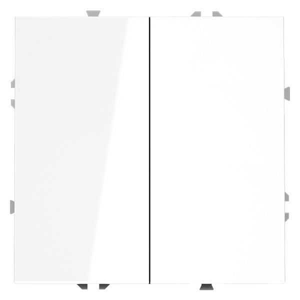 Проходной переключатель двухклавишный встраиваемый Voltum S70 10А белый глянцевый