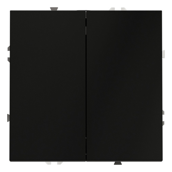 Проходной переключатель двухклавишный встраиваемый Voltum S70 10А черный матовый