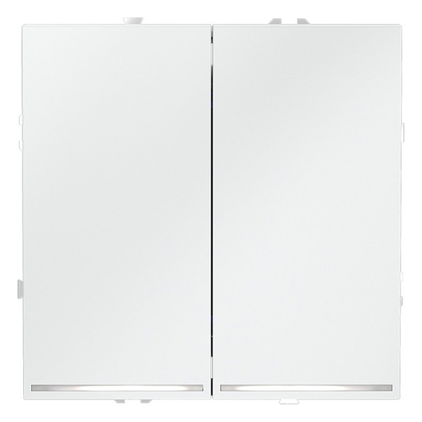 Проходной переключатель двухклавишный встраиваемый Voltum S70 с подсветкой 10А белый матовый