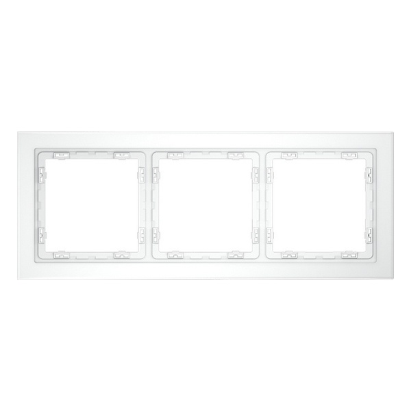 Рамка стеклянная Voltum S70 на 3 поста белый матовый