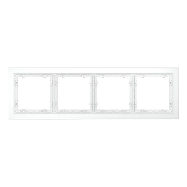 Рамка стеклянная Voltum S70 на 4 поста белый матовый
