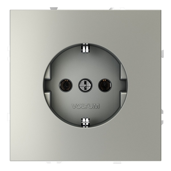 Розетка встраиваемая Voltum S70 с заземлением 16А сталь