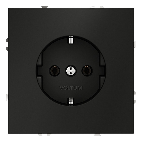 Розетка встраиваемая Voltum S70 с заземлением 16А черный матовый
