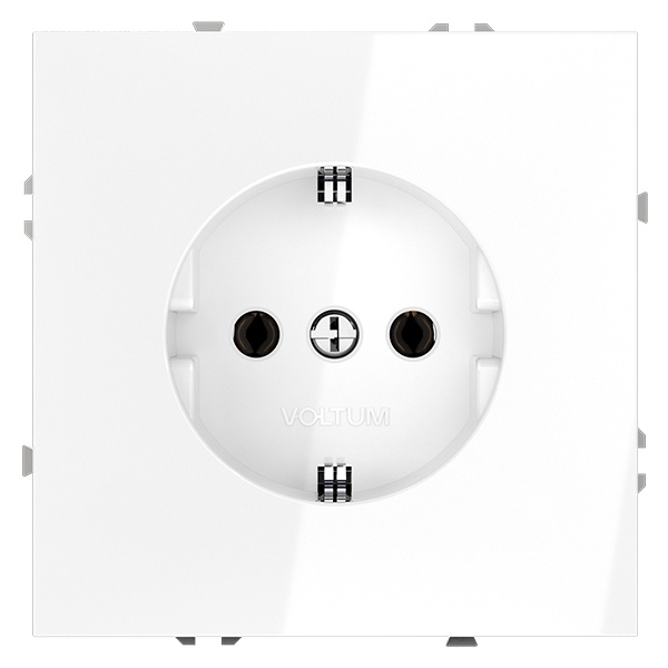 Розетка встраиваемая Voltum S70 с заземлением и защитными шторками 16А белый глянцевый