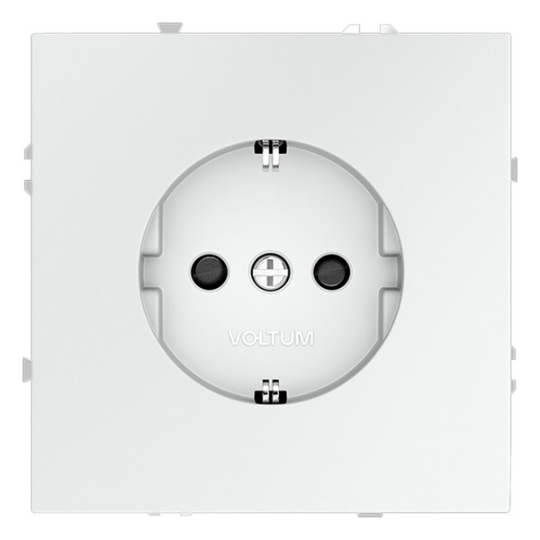 Розетка встраиваемая Voltum S70 с заземлением и защитными шторками 16А белый матовый