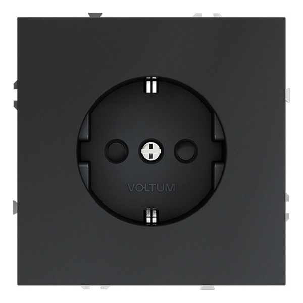 Розетка встраиваемая Voltum S70 с заземлением и защитными шторками 16А графит
