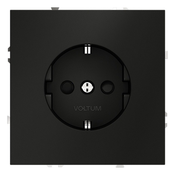 Розетка встраиваемая Voltum S70 с заземлением и защитными шторками 16А черный матовый