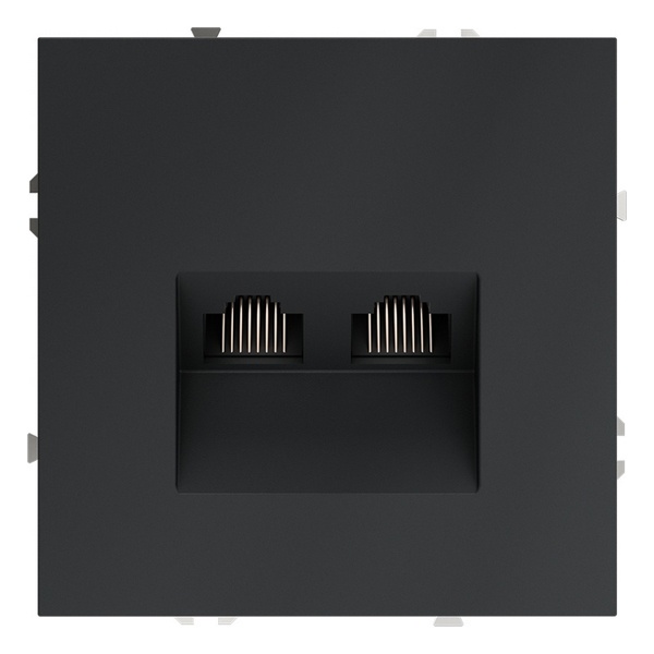 Розетка компьютерная двойная встраиваемая Voltum S70 RJ45+RJ45 кат.6 графит