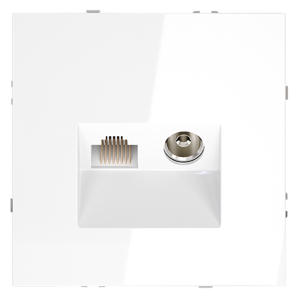 Розетка телевизионная встраиваемая Voltum S70 TV+RJ45 кат. 6 белый глянцевый