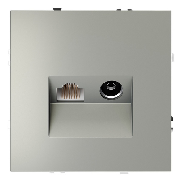 Розетка телевизионная встраиваемая Voltum S70 TV+RJ45 кат. 6 сталь