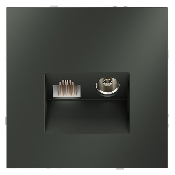 Розетка телевизионная встраиваемая Voltum S70 TV+RJ45 кат. 6 титан