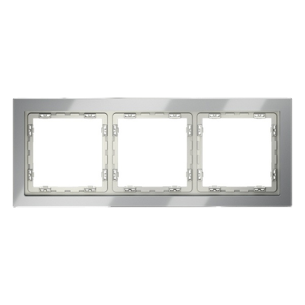 Рамка стеклянная Voltum S70 на 3 поста сталь
