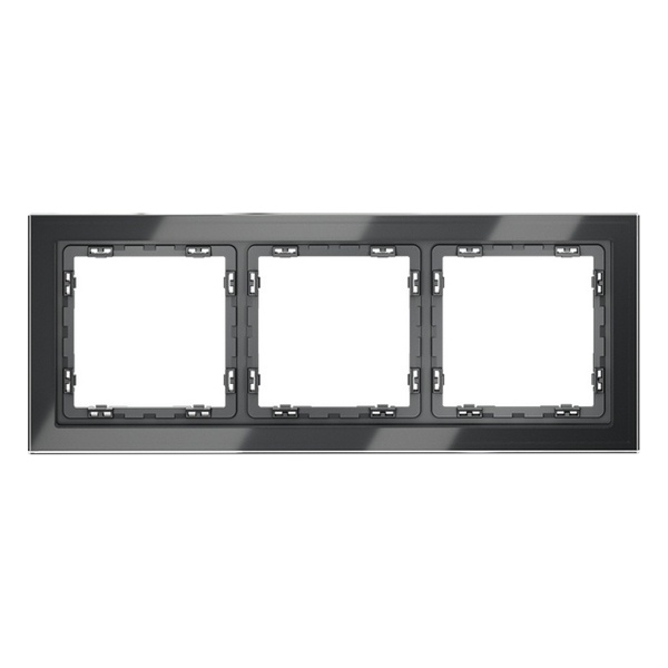 Рамка стеклянная Voltum S70 на 3 поста графит