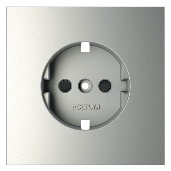 Накладка Voltum S70 для розетки с заземлением и защитными шторками сталь