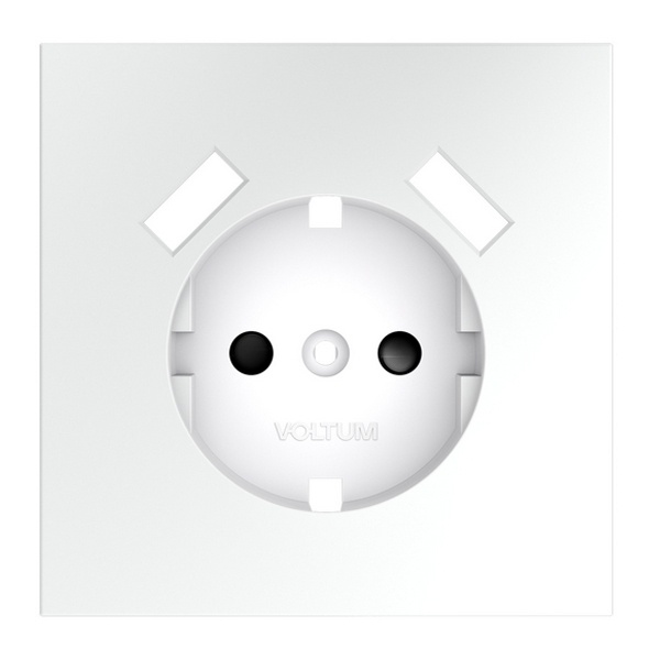 Накладка Voltum S70 для розетки с заземлением и защитными шторками с USB A+A белый матовый