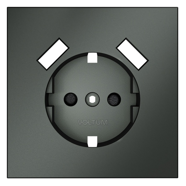 Накладка Voltum S70 для розетки с заземлением и защитными шторками с USB A+A титан