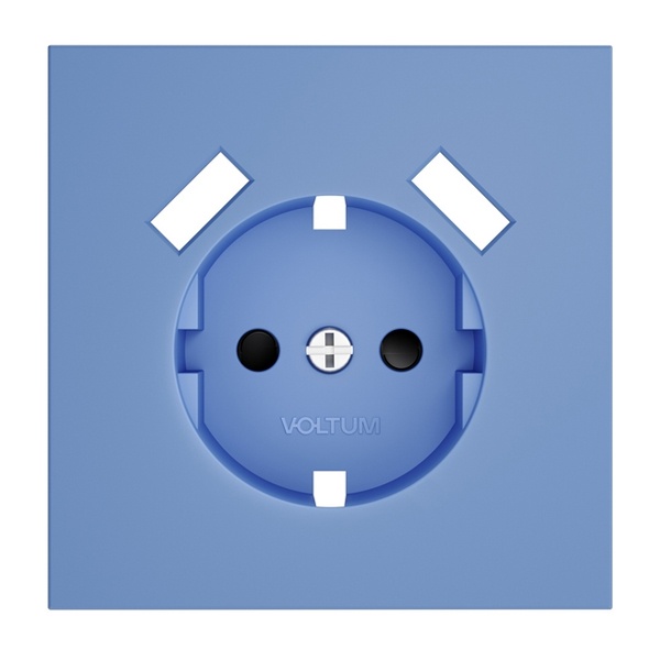 Накладка Voltum S70 для розетки с заземлением и защитными шторками с USB A+A деним