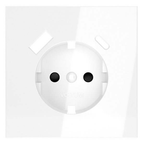 Накладка Voltum S70 для розетки с заземлением и защитными шторками с USB A+C белый глянцевый