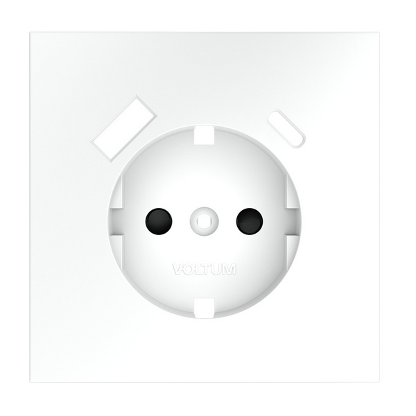 Накладка Voltum S70 для розетки с заземлением и защитными шторками с USB A+C белый матовый