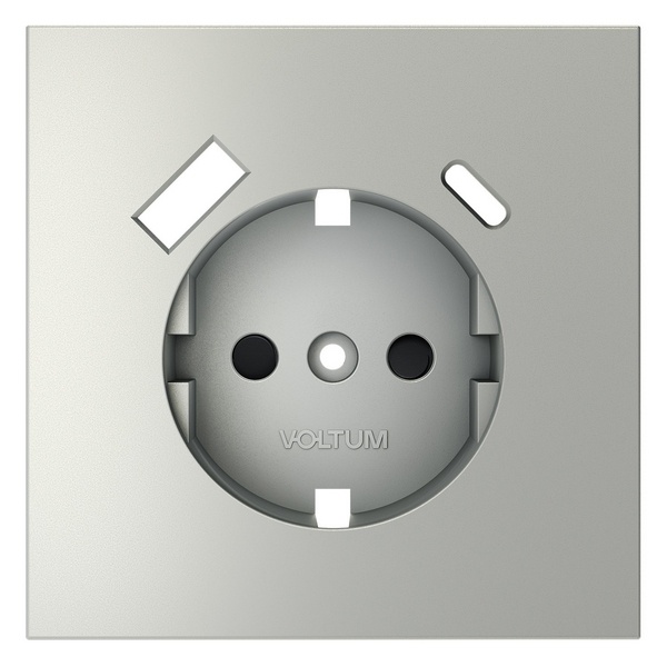 Накладка Voltum S70 для розетки с заземлением и защитными шторками с USB A+C сталь