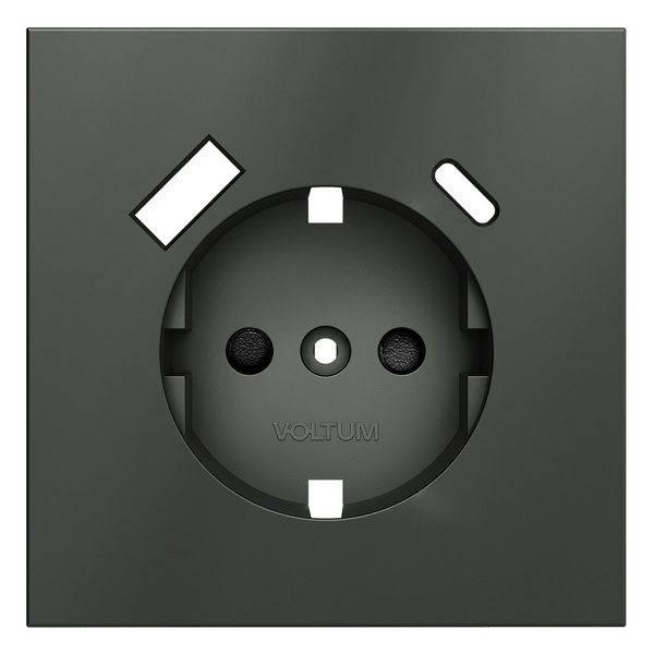 Накладка Voltum S70 для розетки с заземлением и защитными шторками с USB A+C титан