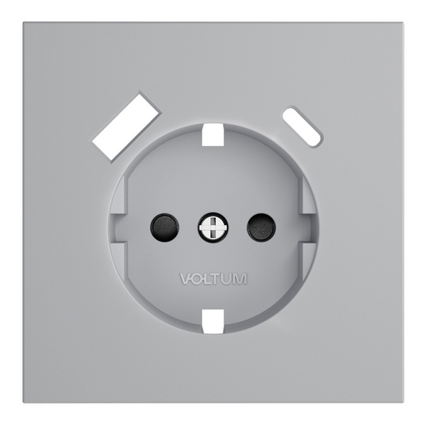 Накладка Voltum S70 для розетки с заземлением и защитными шторками с USB A+C серый