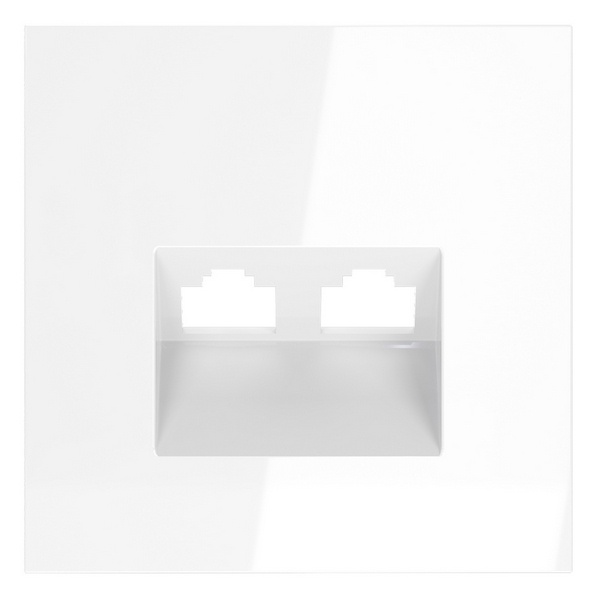 Накладка Voltum S70 для розетки компьютерной двойной RJ45+RJ45 кат.6 белый глянцевый