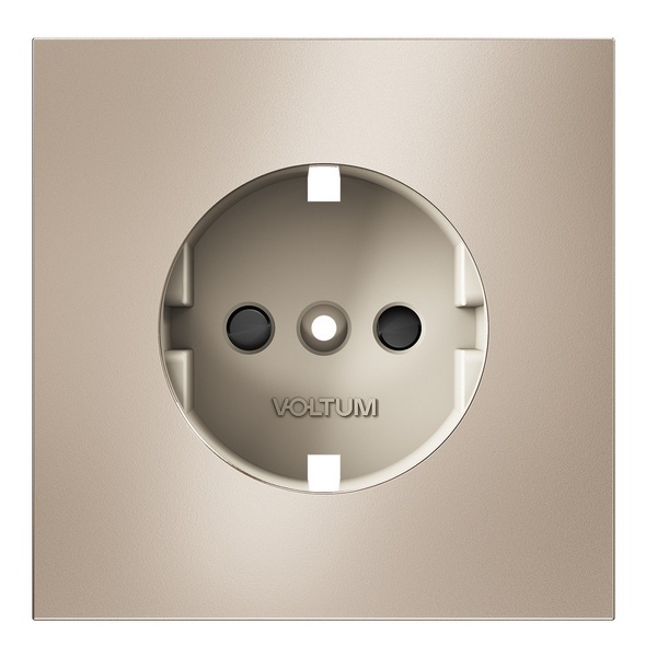 Накладка Voltum S70 для розетки с заземлением и защитными шторками Metal платина