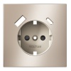 Накладка Voltum S70 для розетки с заземлением и защитными шторками с USB A+C Metal платина