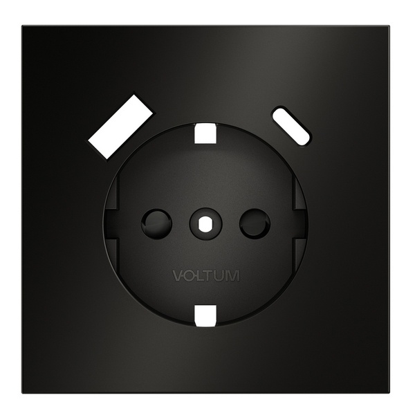 Накладка Voltum S70 для розетки с заземлением и защитными шторками с USB A+C Metal антрацит